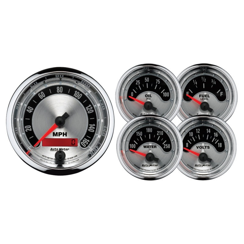 Autometer American Muscle Kit Box - Elec Speedo/Elec Oil Pressure/Water Temp/Volt/Fuel Level-SR1 Performance