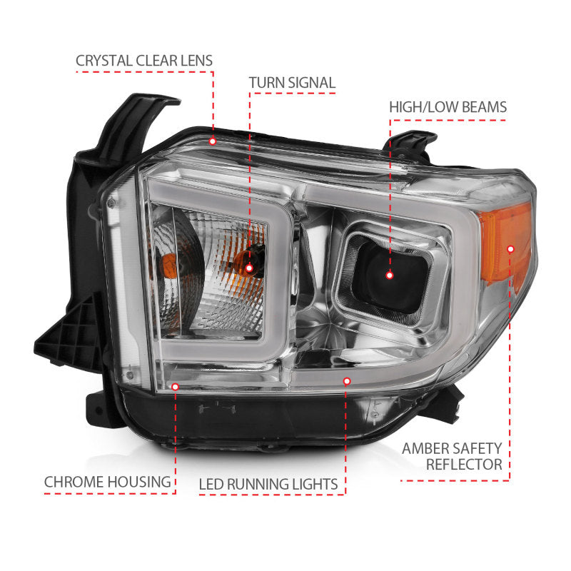 ANZO 14-17 Toyota Tundra Plank Style Projector Headlights Chrome w/ Amber-SR1 Performance