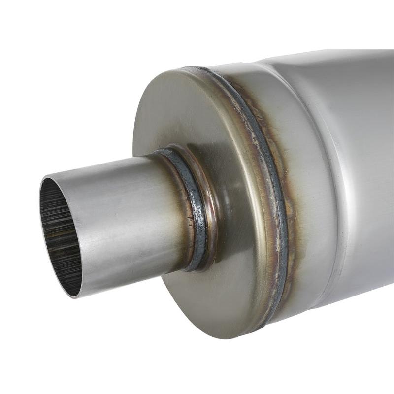 aFe MACH Force-Xp 409 SS Muffler 2.5in Center/Center 18in L x 6in Dia - Round Body-SR1 Performance