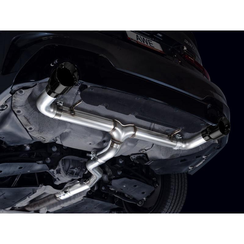 AWE 19-23 BMW 330i / 21-23 BMW 430i Base G2X Track Edition Axle Back Exhaust - Diamond Black-SR1 Performance
