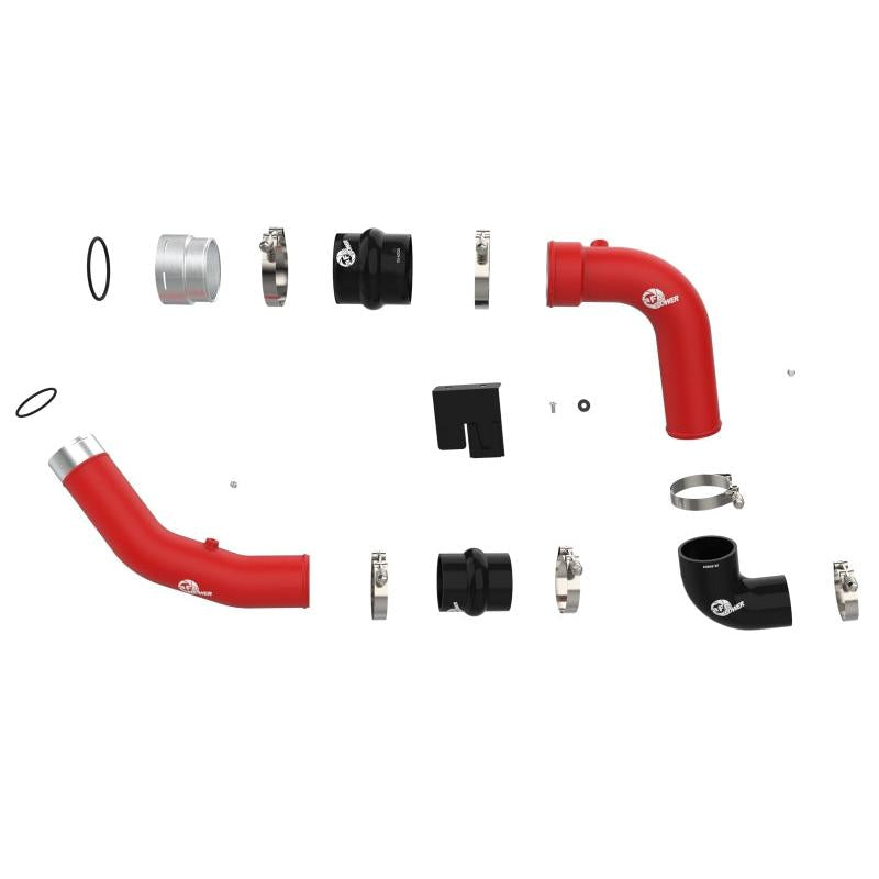 aFe 23-24 Ford Diesel Trucks V8-6.7L (td) BladeRunner Aluminum Hot and Cold Charge Pipe Kit - Red-SR1 Performance