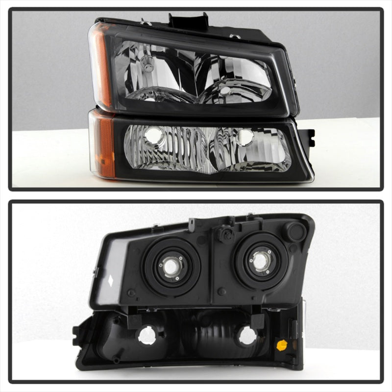 Xtune Chevy Silverado 2500HD 03-06 Crystal Headlights w/ Bumper Lights Black HD-JH-CSIL03-AM-BK-SET-SR1 Performance