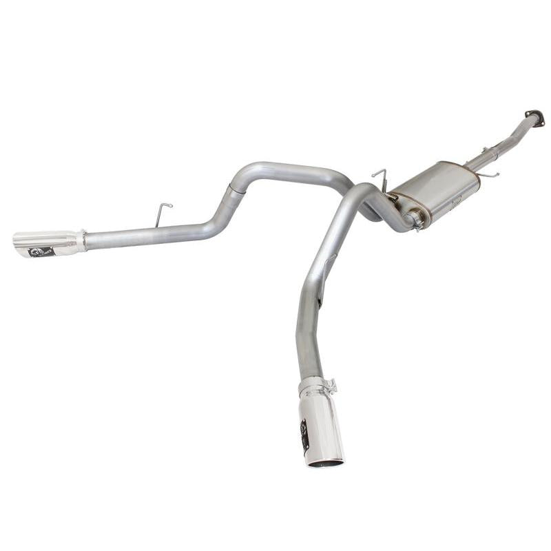 aFe MACHForce XP Exhaust 3in SS Dual Side Ext CB w/ Polished Tips 2015 Ford F150 5.0L V8 CC/SB EC/LB-SR1 Performance