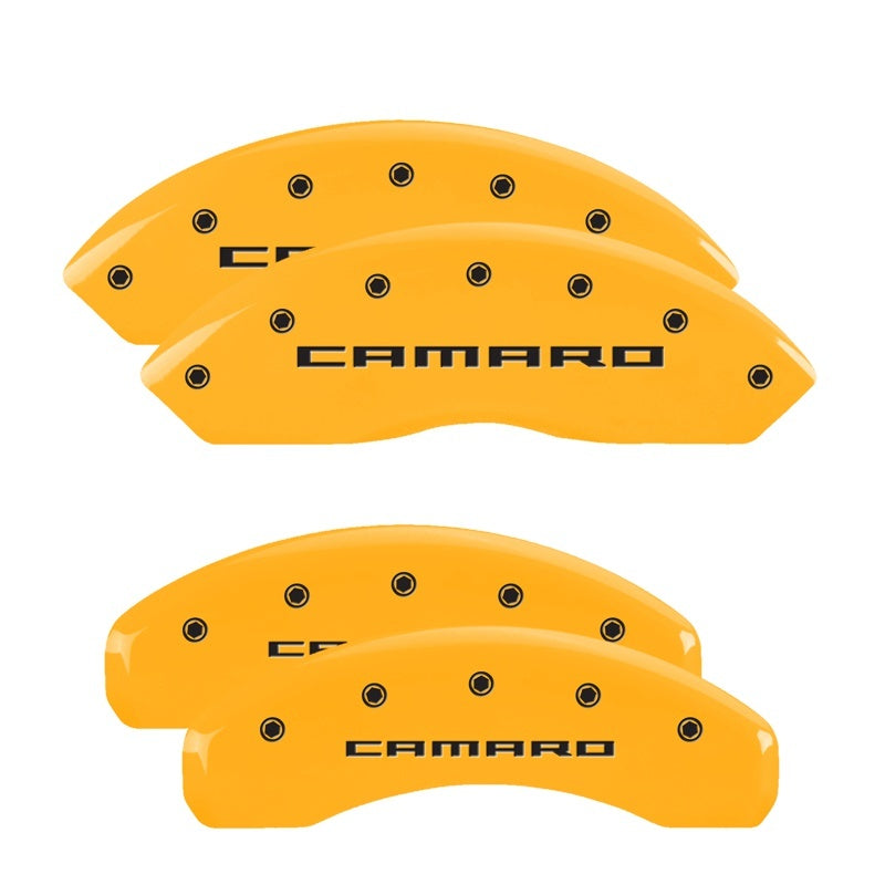 MGP 4 Caliper Covers Engraved Front & Rear Gen 5/Camaro Yellow finish black-SR1 Performance