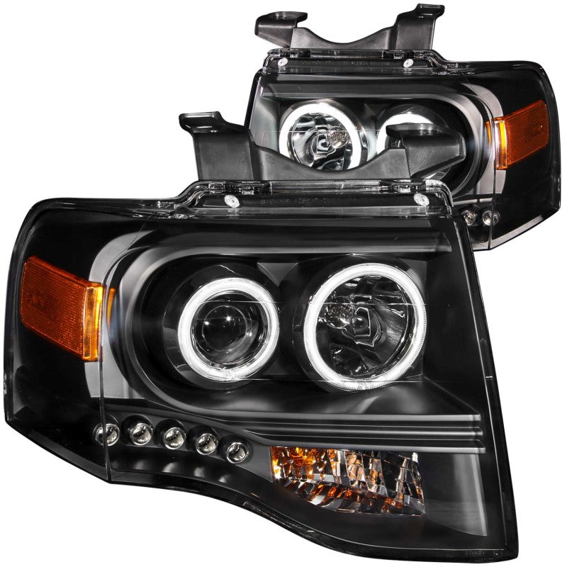 ANZO 2007-2014 Ford Expedition Projector Headlights w/ Halo Black-SR1 Performance