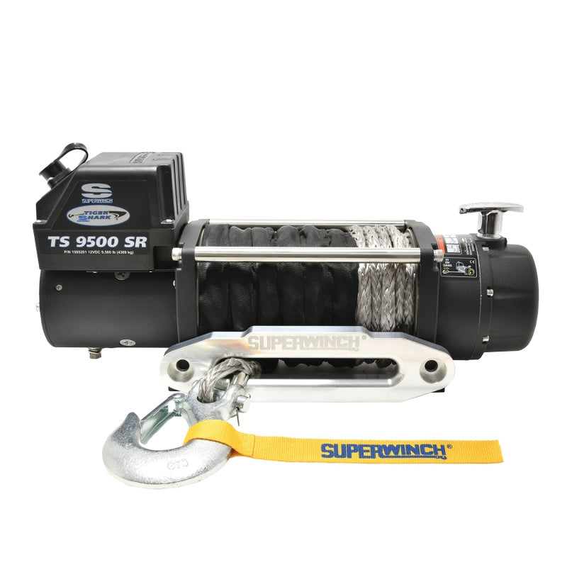 Superwinch 9500 LBS 12V DC 3/8in x 80ft Synthetic Rope Tiger Shark 9500 Winch-SR1 Performance