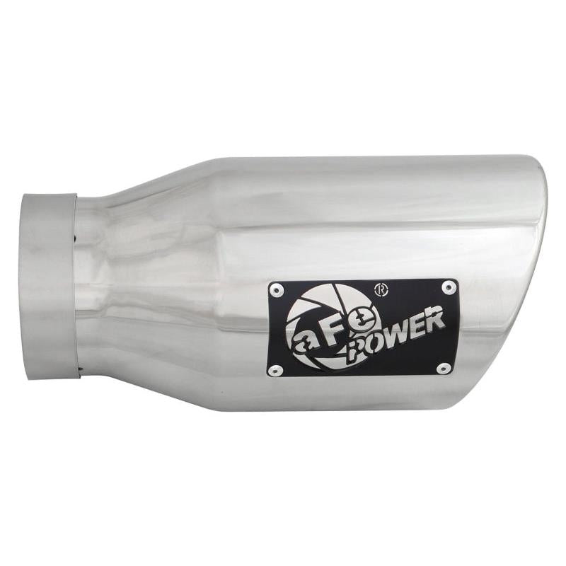 aFe MACH Force-XP 304 SS Right Side Single Wall Polished Exhaust Tip 4in Inlet x 6in Outlet x 12in L-SR1 Performance