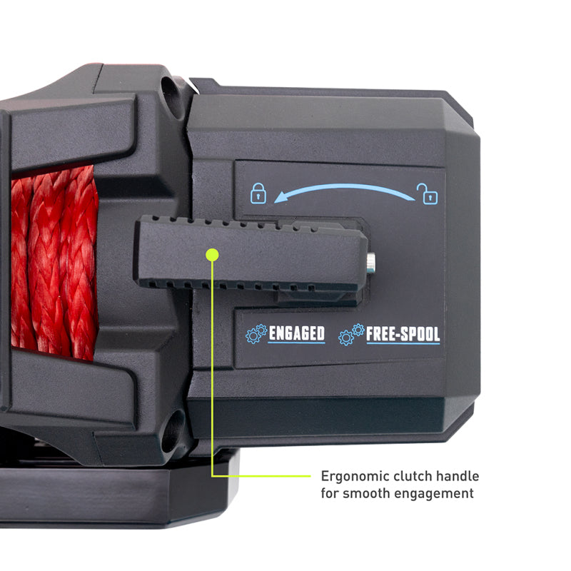 Borne Off-Road 10K Winch with Red Synthetic Rope - Heavy-Duty Automotive Winch