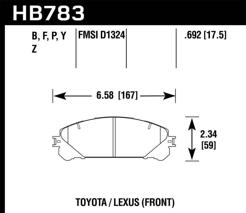 Hawk 08-16 Toyota Highlander Performance Ceramic Street Front Brake Pads-SR1 Performance