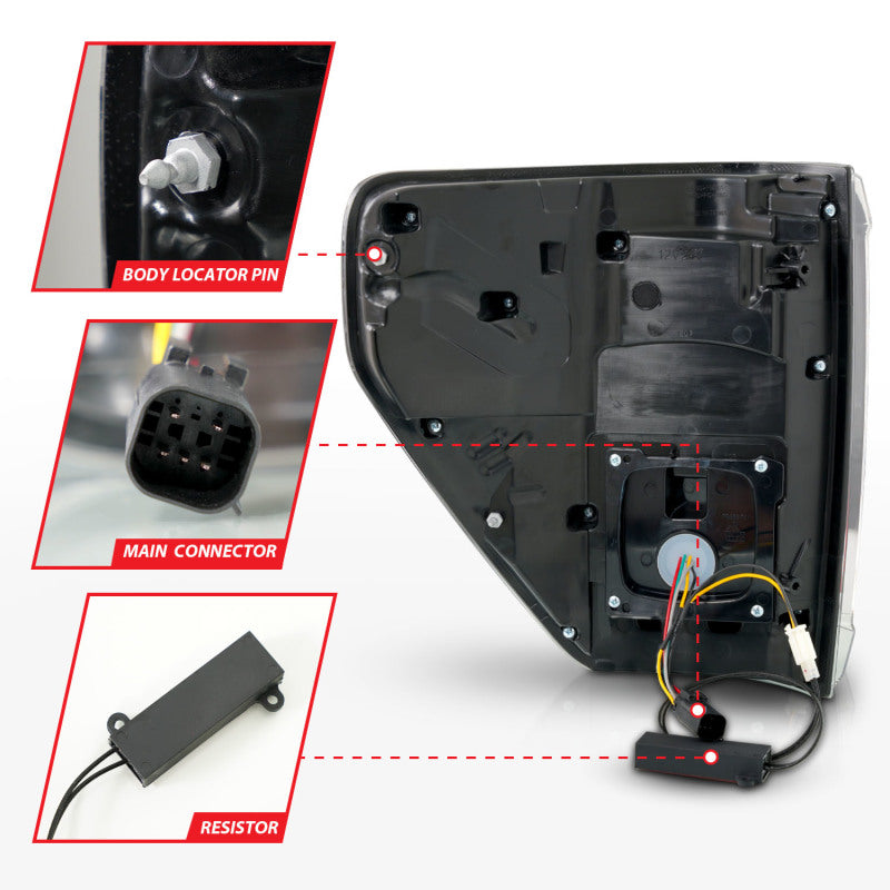 ANZO 21-23 Ford F-150 LED Taillights Seq. Signal w/BLIS Cover - Black Smoke-SR1 Performance