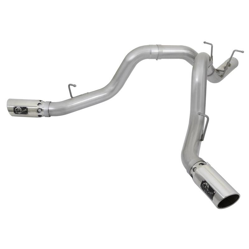 aFe ATLAS 4in DPF-Back Alum Steel Exhaust System w/Dual Exit Polished Tip 2017 GM Duramax 6.6L (td)-SR1 Performance