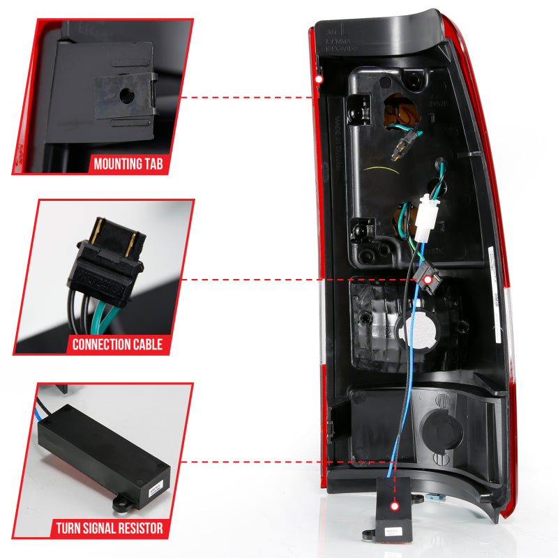 ANZO 2003-2006 Chevy Silverado 1500 LED Taillights Plank Style Chrome With Red/Clear Lens-SR1 Performance