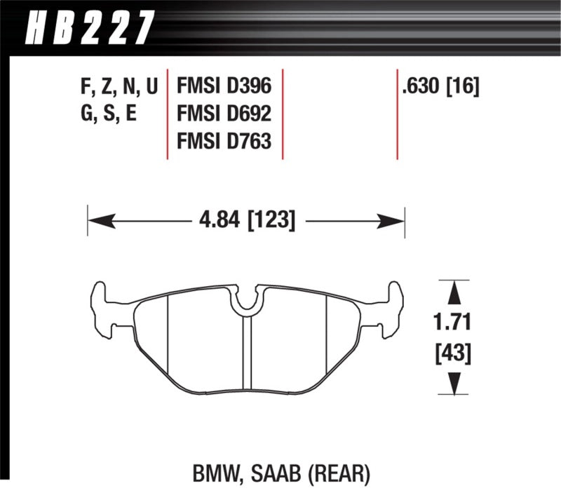 Hawk BMW 3/5/7 Series / M3 / Z3 / Z4 Race Blue 9012 Rear Brake Pads-SR1 Performance
