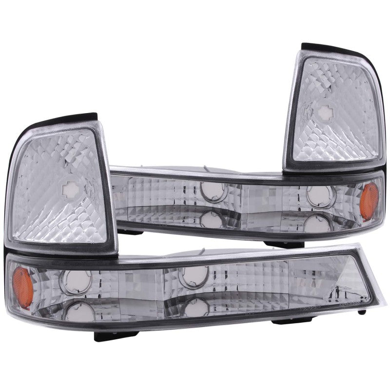 ANZO 1998-2000 Ford Ranger Euro Parking Lights Chrome w/ Amber Reflector-SR1 Performance
