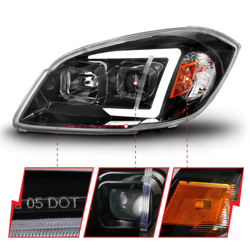 ANZO 05-10 Chevrolet Cobalt / 07-10 Pontiac G5 LED Projector Headlights w/ Seq Black Housing-SR1 Performance