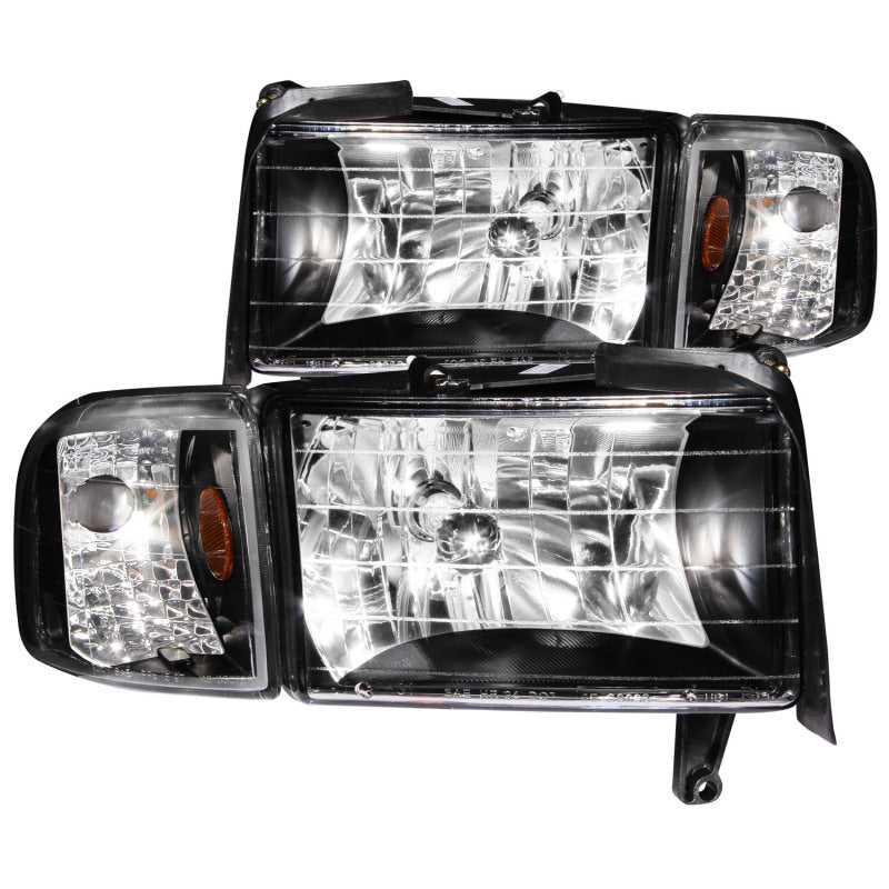 ANZO 1994-2001 Dodge Ram Crystal Headlights Black-SR1 Performance