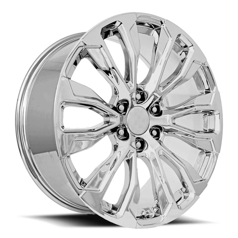 22X9 6X5.5 +28 HB 78.1 GMC DENALI 12 SPOKE REPLICA WHEEL CHROME WITH CAP-SR1 Performance