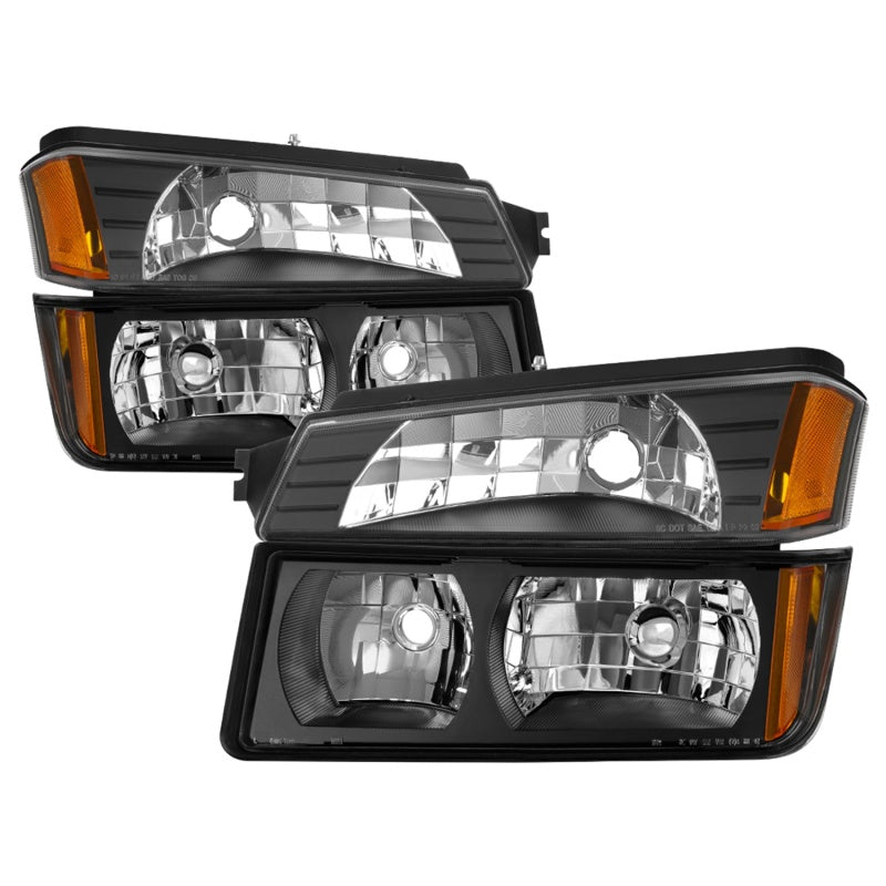 xTune 02-06 Chevy Avalanche w/Cladding OEM Bumper Light & Headlights - (BLACK) (HD-JH-CAVA02-SET-BK)-SR1 Performance