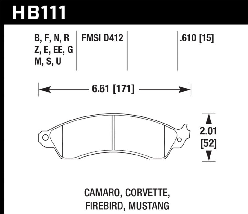 Hawk 94-04 Mustang Cobra / 88-95 Corvette 5.7L / 88-92 Camaro w/ Hvy Duty Brakes Front Performance C-SR1 Performance