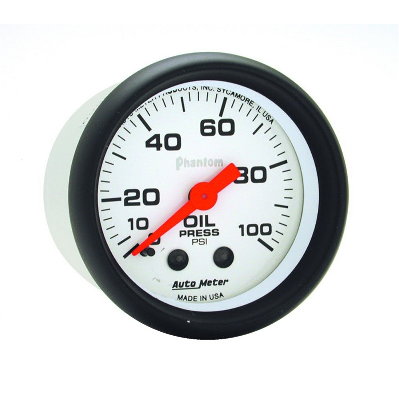 Autometer Phantom 52mm 0-100 PSI Mechanical Oil Pressure Gauge-SR1 Performance