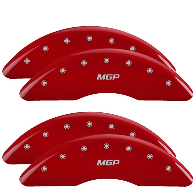 MGP 4 Caliper Covers for 2024 RAM 2500 and 3500 with Red Finish and MGP Logo Part Number 55007SMGPRD