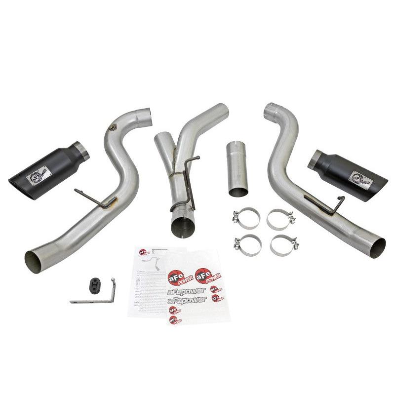 aFe Atlas Exhaust 4in Dual DPF-Back Al Steel w/ Black Tips 16-17 GM Diesel Truck V8-6.6L (td) LML-SR1 Performance