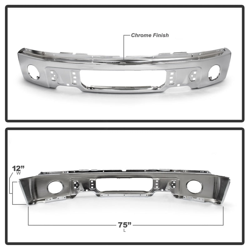 Spyder Ford F150 09-14 w/Fog Light Hole w/o Harley Model Front Bumper - Chrome (OEM 9L3Z17757B)-SR1 Performance