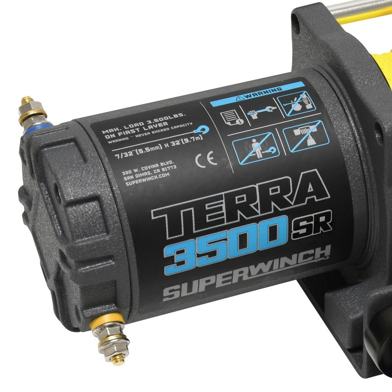 Superwinch 3500 LBS 12V DC 7/32in x 32ft Synthetic Rope Terra 3500SR Winch - Gray Wrinkle-SR1 Performance