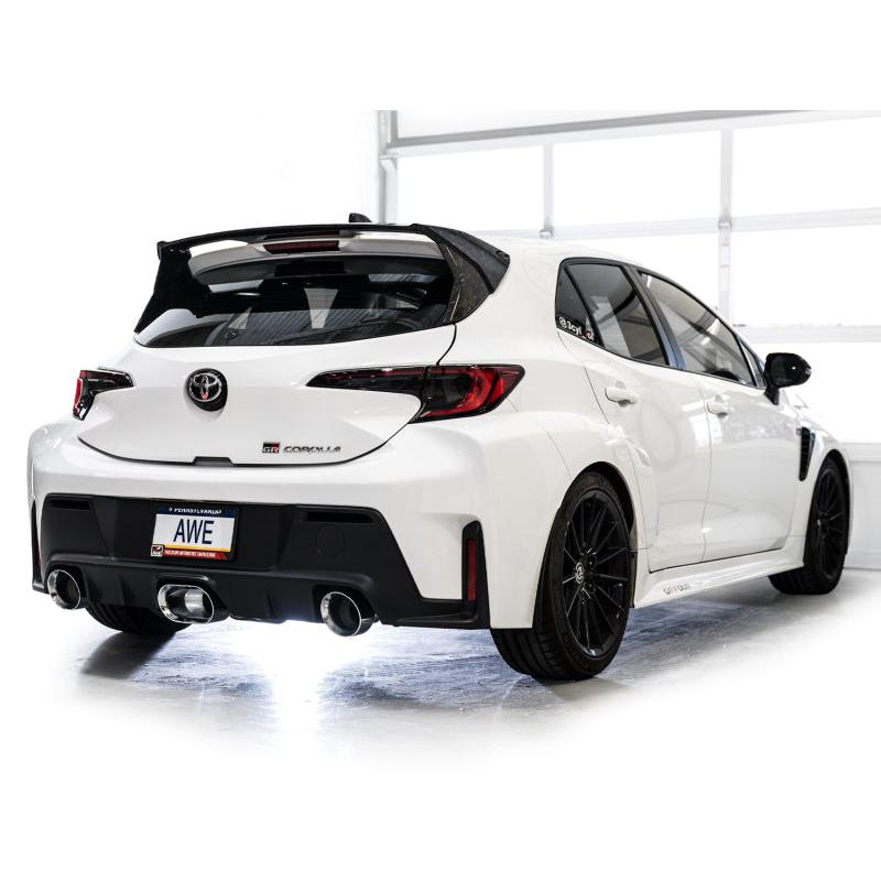 AWE 23-24 Toyota GR Corolla Track Edition Catback Exhaust - Chrome Silver Tips-SR1 Performance