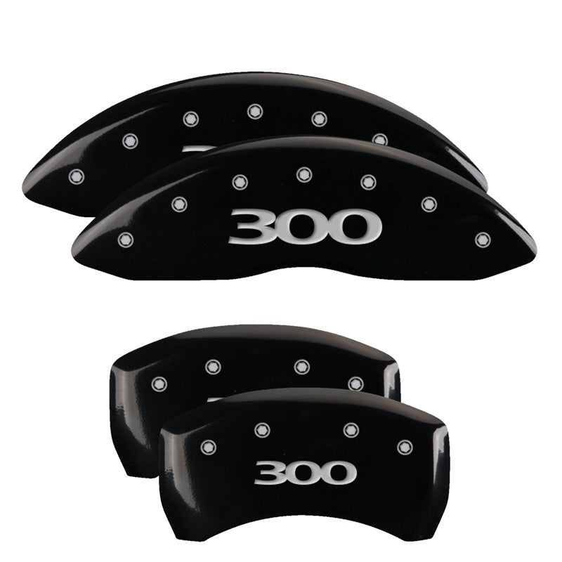 MGP 4 Caliper Covers Engraved Front & Rear 300 Black finish silver-SR1 Performance