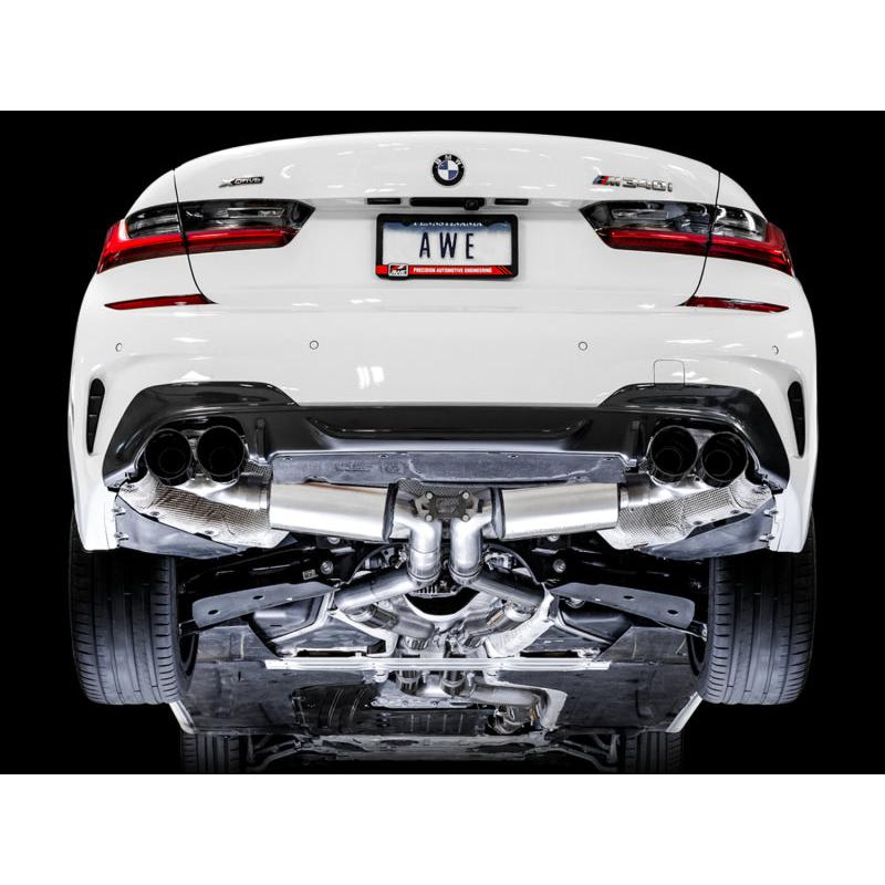 AWE Tuning 2019+ BMW M340i (G20) Non-Resonated Touring Edition Exhaust - Quad Diamond Black Tips-SR1 Performance