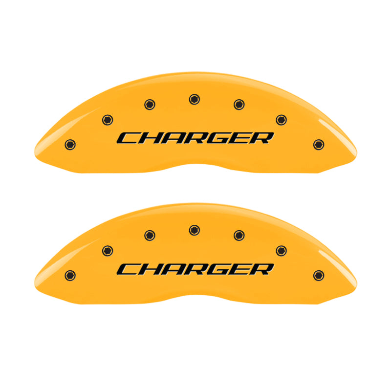 MGP 4 Caliper Covers Engraved Front Charger Engraved Rear RT Yellow finish black-SR1 Performance