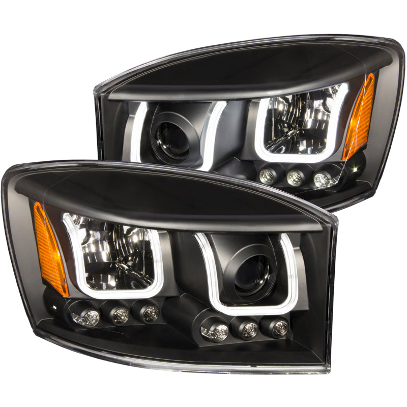 ANZO 2006-2008 Dodge Ram 1500 Projector Headlights w/ U-Bar Black-SR1 Performance