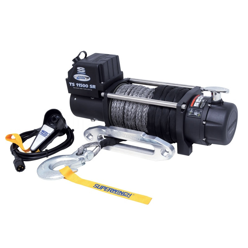 Superwinch 11500 LBS 12V DC 3/8in x 80ft Synthetic Rope Tiger Shark 11500 Winch-SR1 Performance