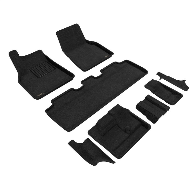 3D Maxpider 21-23 Tesla Model Y 7-Seat Elegant Floor Mat- Black 1St Row 2Nd Row 3Rd Row-SR1 Performance