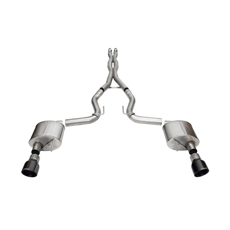 Corsa 2024 Ford Mustang GT Xtreme Cat-Back Ex. Sys. 3.0in Dual Rear Exit w/4.5in Black PVD Pro Tips-SR1 Performance