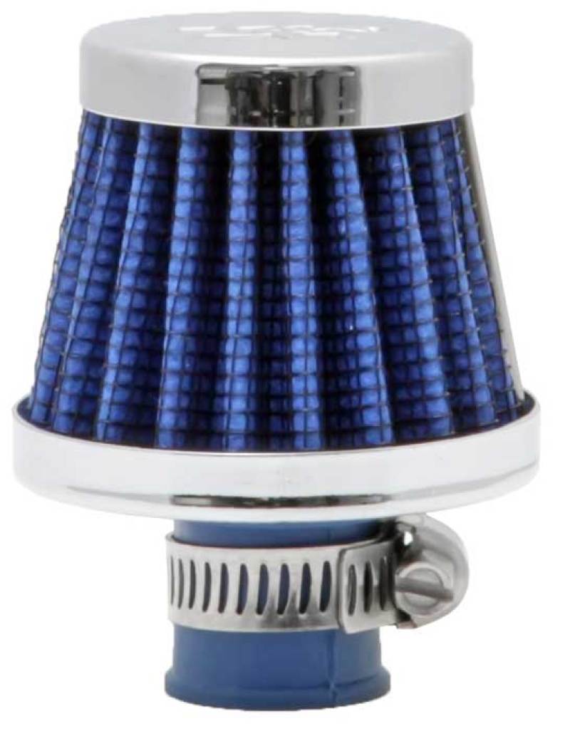 K&N 2in Base OD x .375in Flange ID x 1.75in H Rubber Base Crankcase Vent Filter - Blue-SR1 Performance