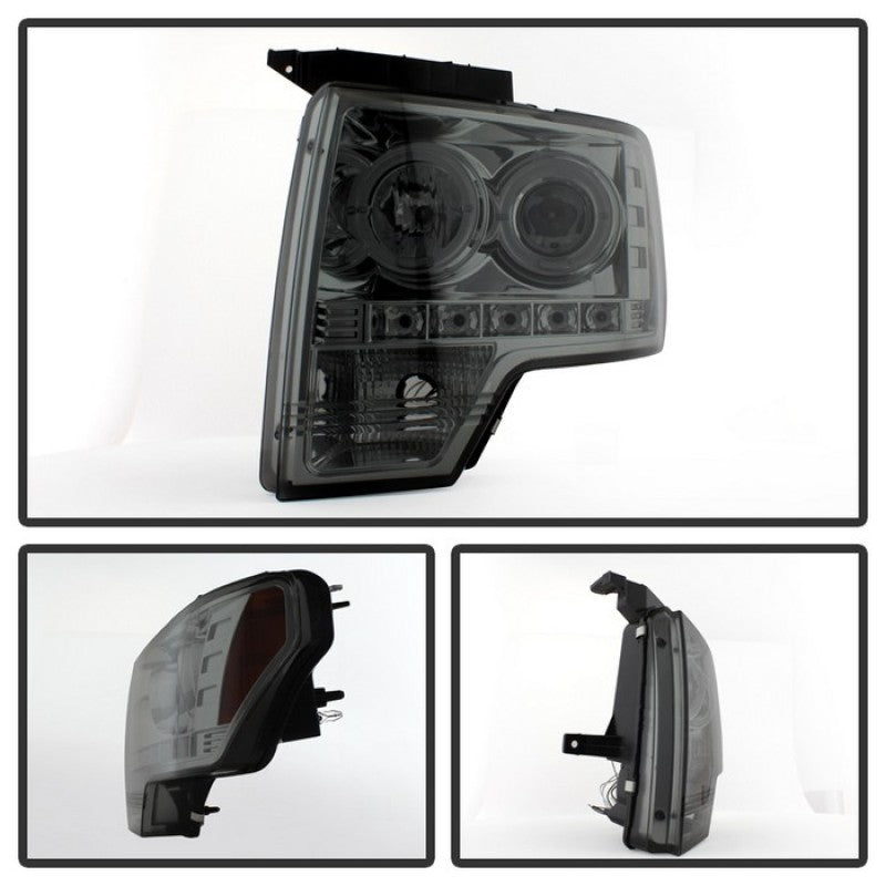 Spyder Ford F150 09-14 Projector Headlights Halogen Model- LED Halo LED Smke PRO-YD-FF15009-HL-SM-SR1 Performance