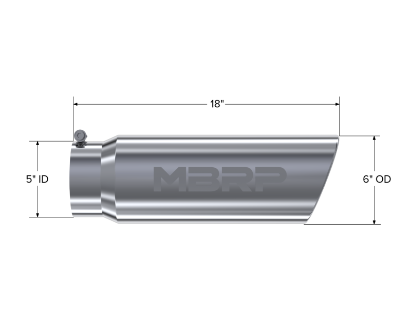 MBRP Universal Tip 6in OD Angled Rolled End 5in Inlet 18in Lgth T304 Exhaust-SR1 Performance