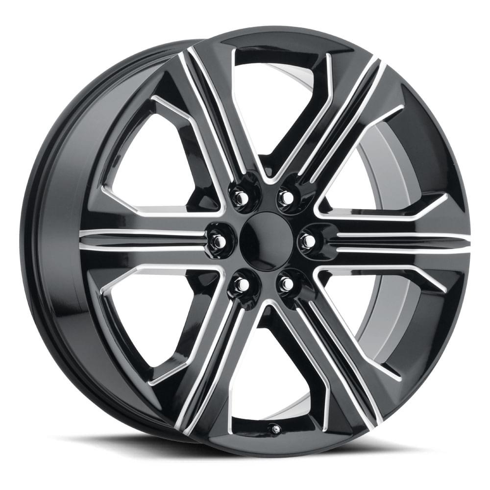 22X9 6x5.5 +24 HB 78.1 '18 SIERRA GLOSS BLACK MILLED WITH CAP-SR1 Performance