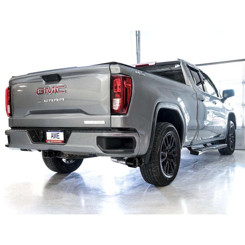 AWE Tuning 4th Gen GM 1500 5.3L 0FG Catback Dual Side Exit (Flat Bumper) - Diamond Tips-SR1 Performance
