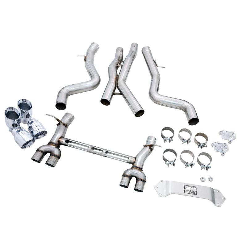 AWE Tuning BMW F8X M3/M4 Track Edition Catback Exhaust - Chrome Silver Tips-SR1 Performance