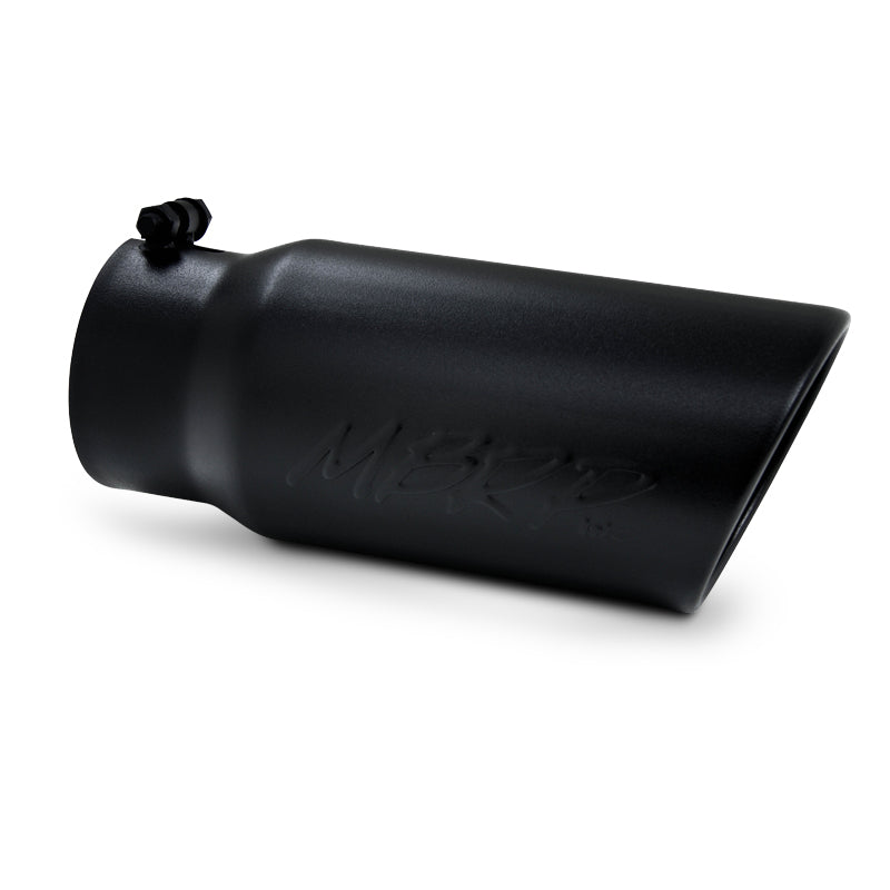 MBRP Universal Tip 5 O.D. Angled Rolled End 4 inlet 12 length - Black Finish-SR1 Performance
