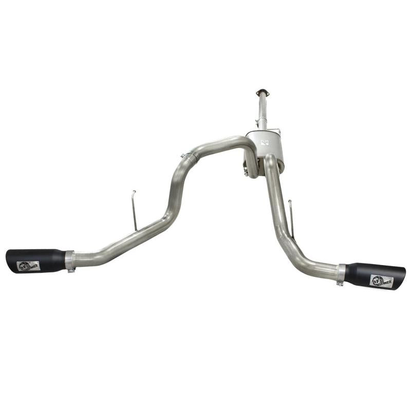 aFe MACHForce XP Exhaust 3in SS Dual Side Exit CB w/ Black Tips 11-14 Ford F150 EcoBoost V6-3.5L TT-SR1 Performance