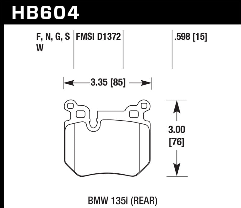 Hawk BMW 135i DTC-60 Race Rear Brake Pads-SR1 Performance