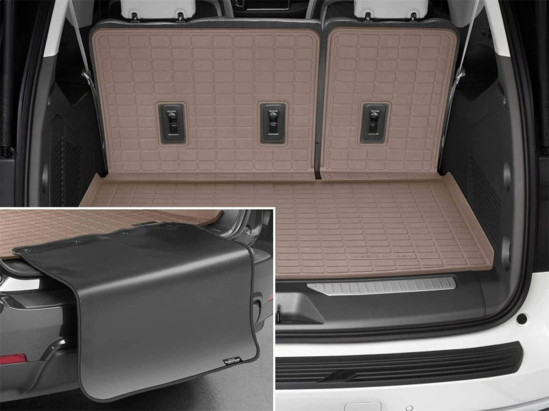 WeatherTech SeatBack Cargo Liner HP with Bumper Protector for GMC Yukon XL and Chevrolet Suburban – Tan
