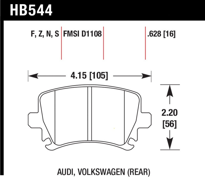 Hawk 06 Audi A6 Quattro Avant / 06-09 A6 Quattro HP+ Rear Brake Pads-SR1 Performance