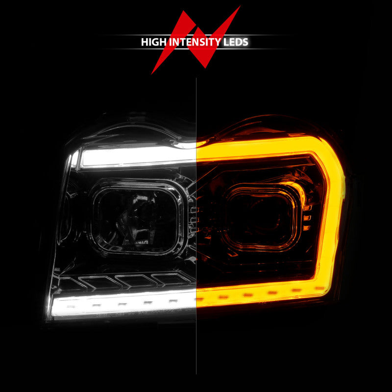 ANZO 05-07 Jeep Grand Cherokee Projector Headlights - w/ Light Bar Switchback Chrome Housing-SR1 Performance