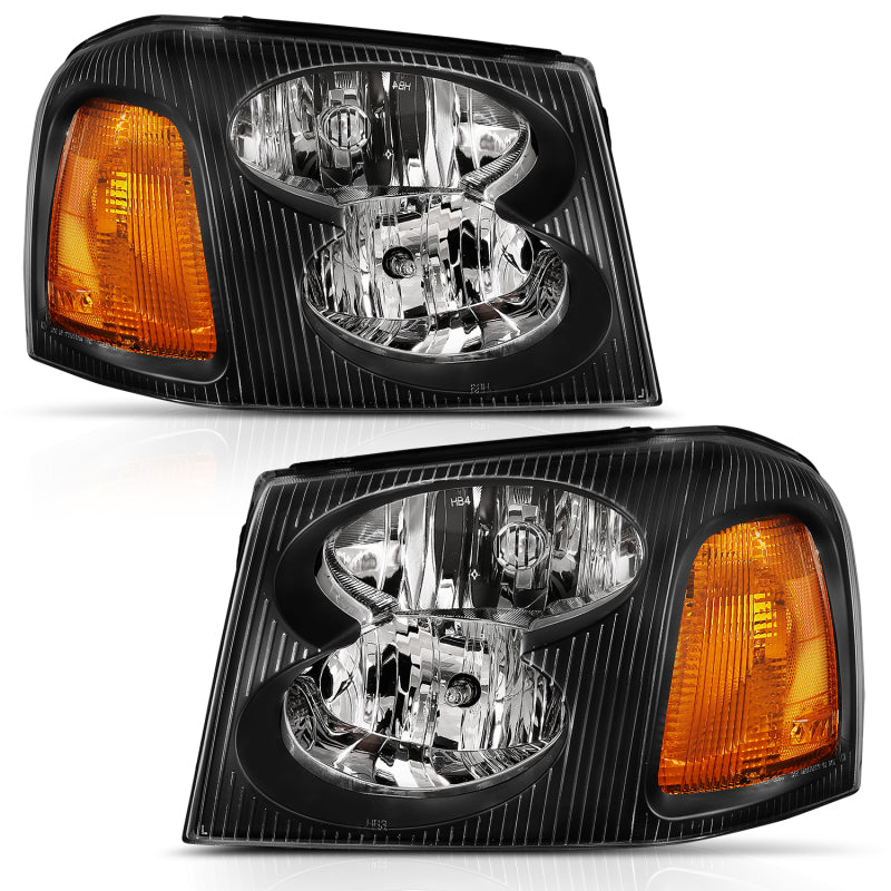ANZO 2002-2009 Gmc Envoy Crystal Headlight Black Amber-SR1 Performance