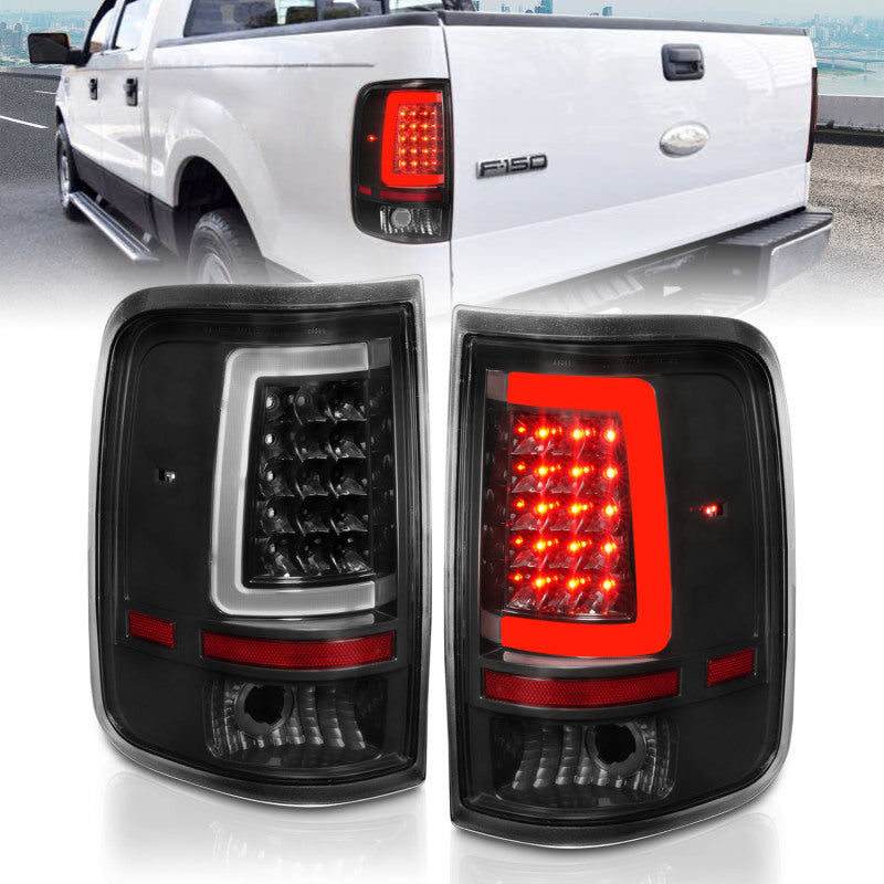 ANZO 2004-2006 Ford F-150 LED Tail Lights w/ Light Bar Black Housing Clear Lens-SR1 Performance